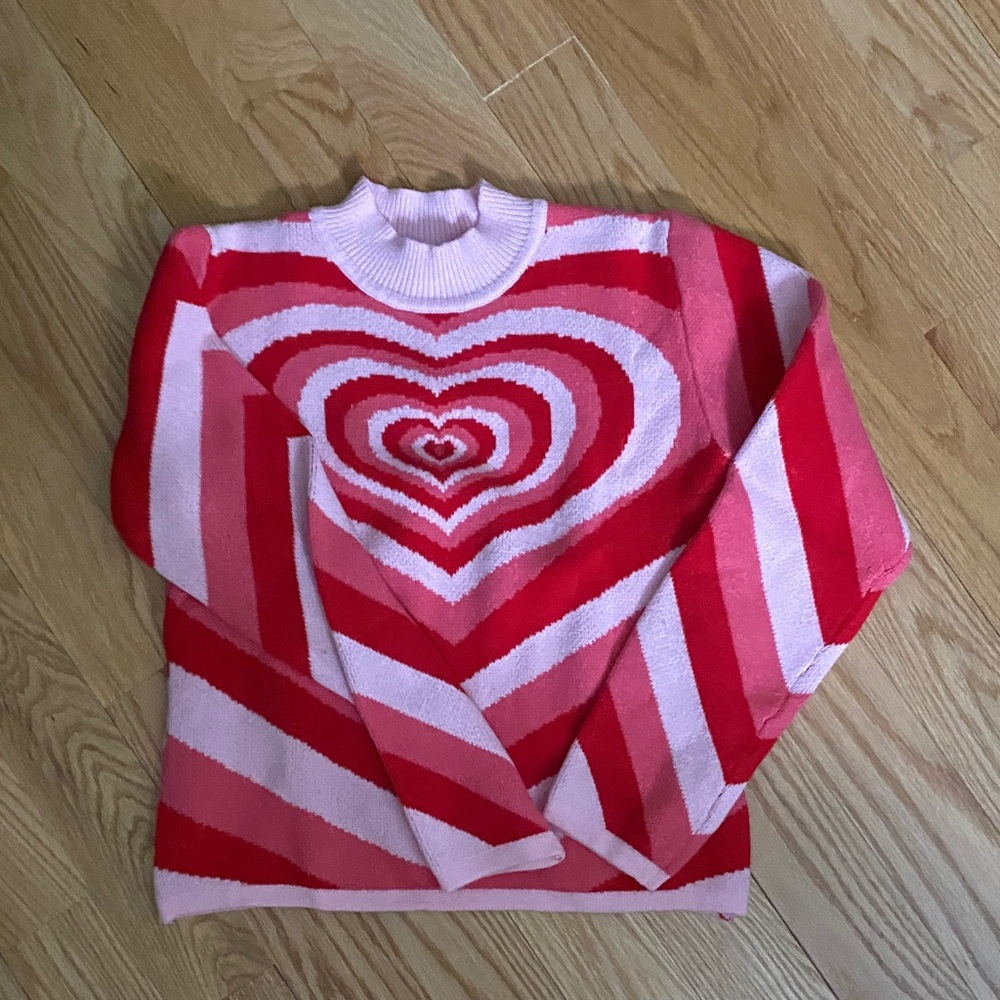 Pink and Red Heart Sweater
